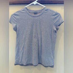 ATHLETA GIRL size 10 Classic grey Striped Crewneck athletic Tee